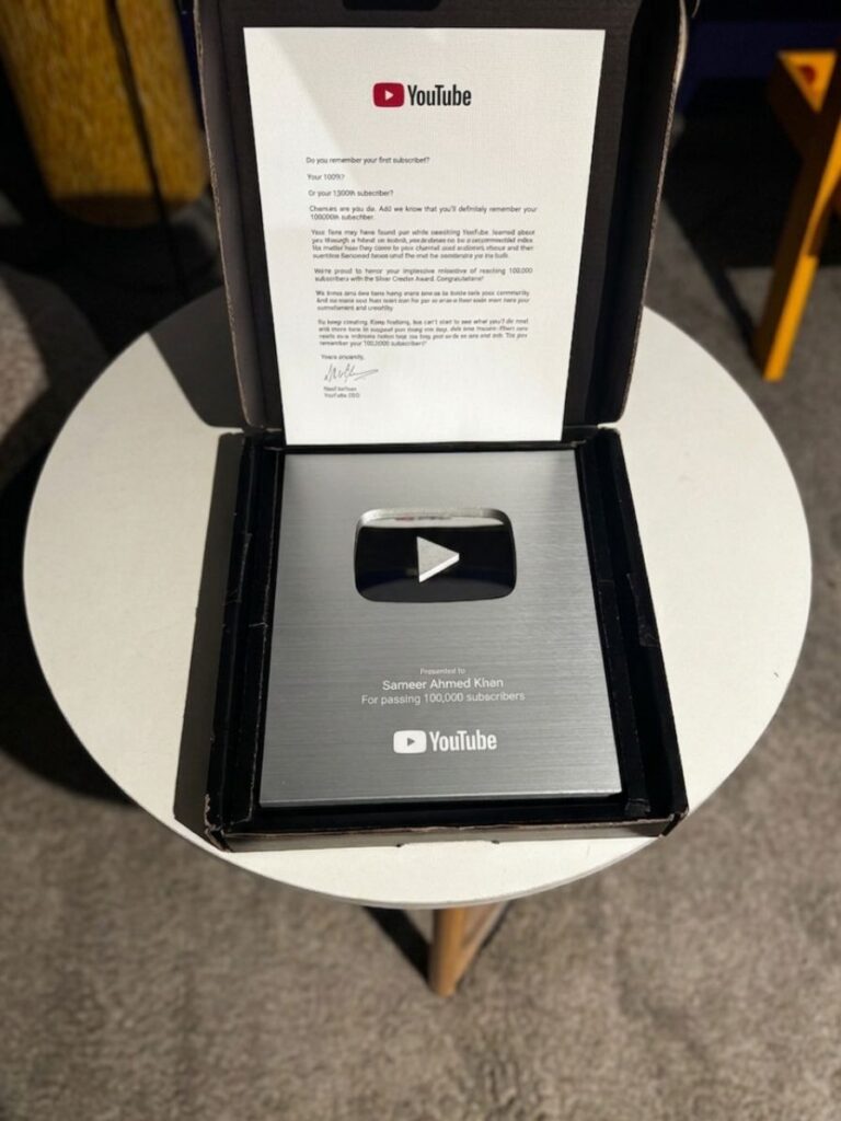 Sameer Ahmed Khan YouTube Silver Button