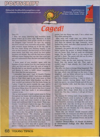 Magazine scan of "caged" as it appeared in YT magazine
