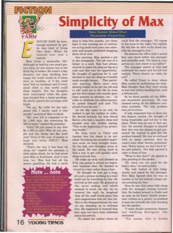Magazine scan of "simplicity-of-max" — Page 1 as it appeared in YT magazine